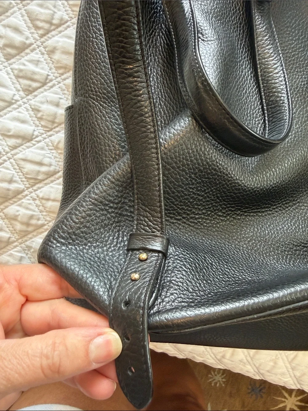 Cuyana Black Pebbled Convertible Leather Backpack and Shoulder Bag